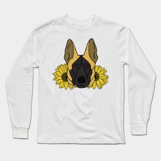 Fawn Shepherd/Malinois with Sunflowers Long Sleeve T-Shirt